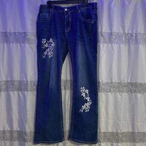 Old Navy Embroidered Flower Jeans